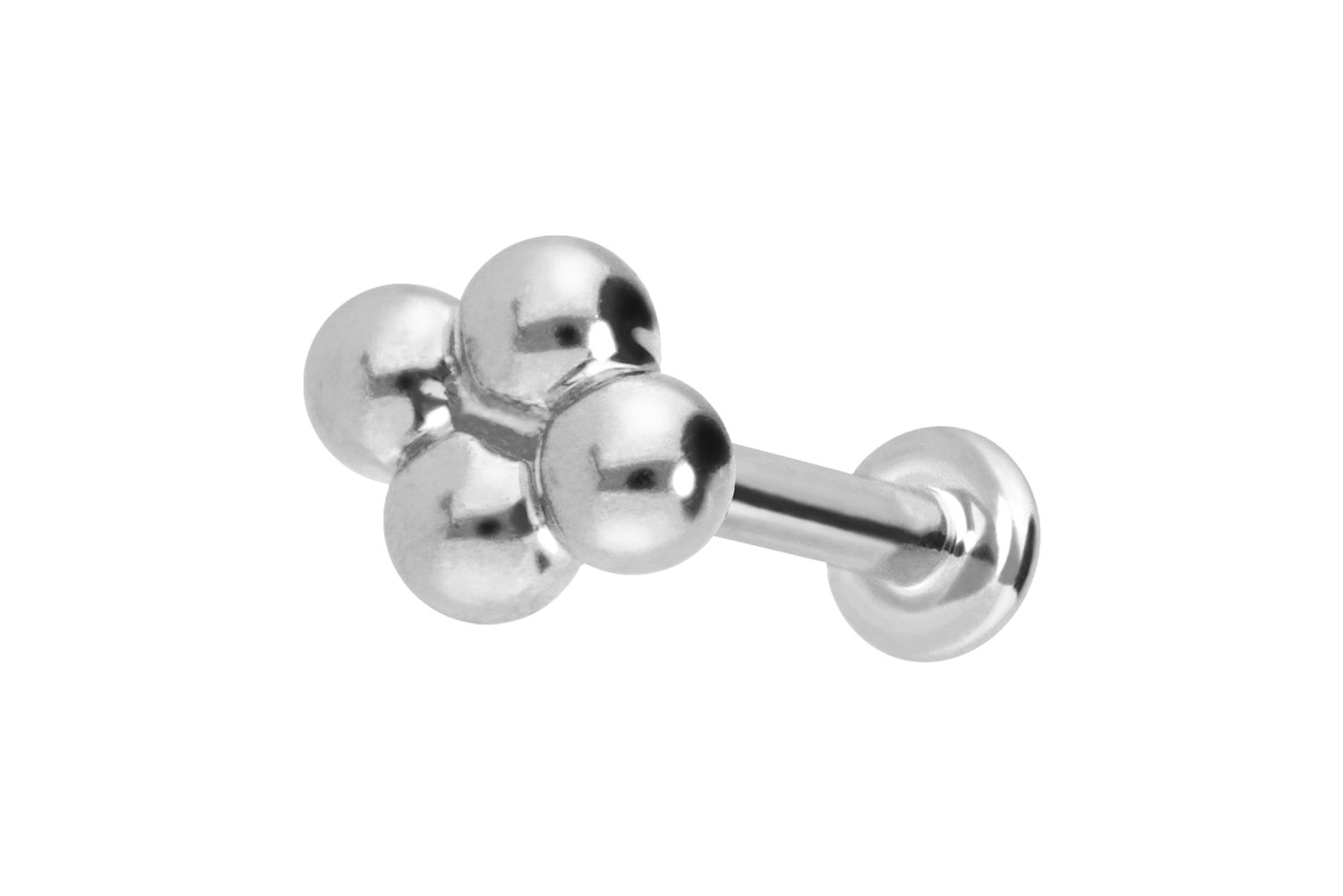 14 Karat Gold Labret Piercing mit Push Fit 4 KUGELN
